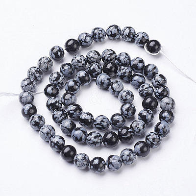 Natural Snowflake Obsidian Beads Strands GSR6mmC009-1