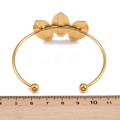 304 Stainless Steel Enamel Cuff Bangles for Women BJEW-A049-02A-G-1