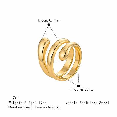Irregular 304 Stainless Steel Finger Rings for Women SA8524-2-1