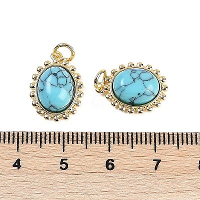 Synthetic Turquoise Oval Pendants KK-U043-46G-A-1
