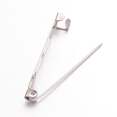 Platinum Plated Iron Brooch Findings X-IFIN-S526-40mm-1