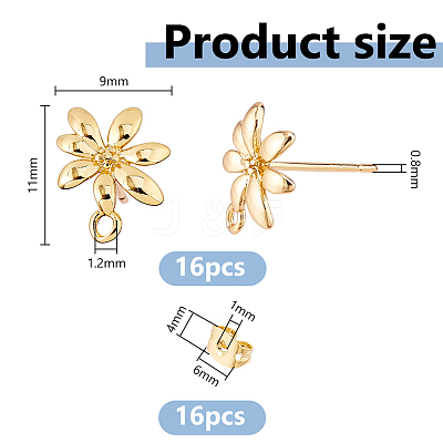 16Pcs Brass Stud Earrings Findings KK-DC0005-20-1