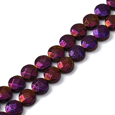 Electroplated Natural Lava Rock Beads Strands G-A256-F01-01A-1