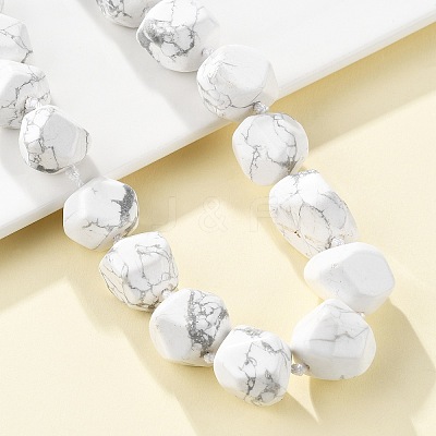Natural Howlite Nuggets Beaded Necklaces for Women Men NJEW-K388-01N-1