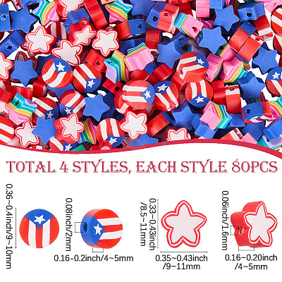 320Pcs 4 Styles Independence Day Handmade Polymer Clay Beads CLAY-SP0001-09-1