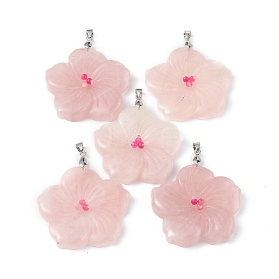 Natural Rose Quartz Big Pendants G-B040-01P-11-1