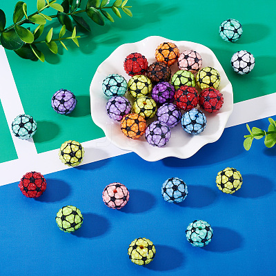 30Pcs Sport Theme Resin Rhinestone Beads RESI-TA0003-96A-1