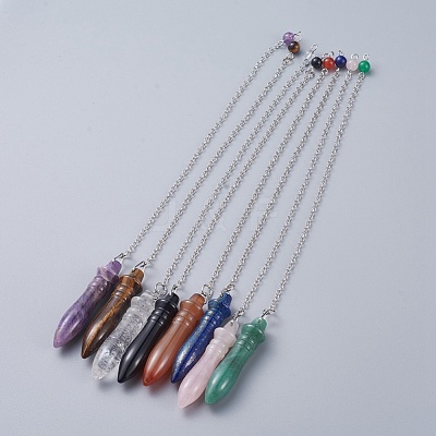 Natural Mixed Stone Pointed Dowsing Pendulums G-J386-A-1