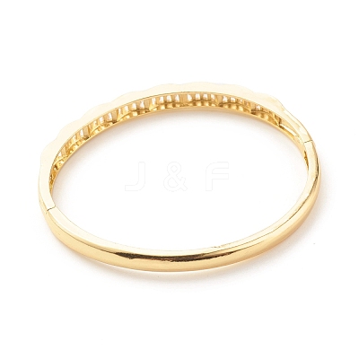 Clear Cubic Zirconia Wave Hinged Bangle BJEW-B054-17G-1
