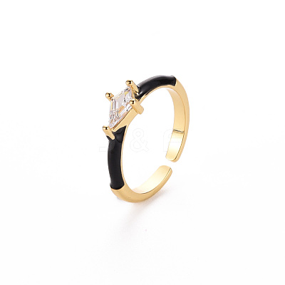 Brass Enamel Cuff Rings RJEW-T016-28B-NF-1