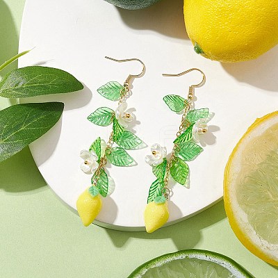 Acrylic 304 Stainless Steel Dangle Earrings EJEW-JE05735-01-1