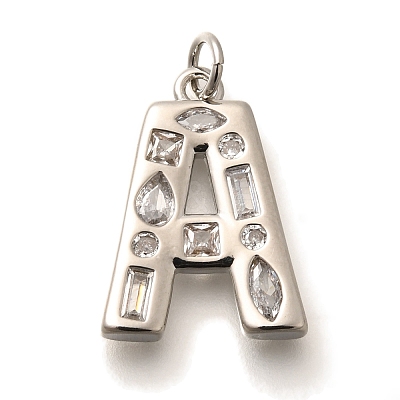 Brass Micro Pave Clear Cubic Zirconia Pendants KK-G521-01P-1