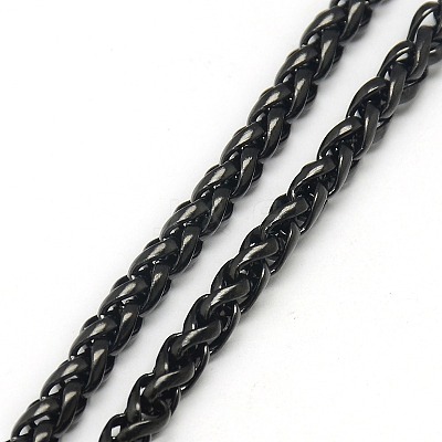 Trendy Men's 201 Stainless Steel Wheat Chain Necklaces NJEW-L043B-45B-1