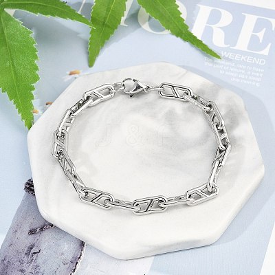 304 Stainless Steel Oval Link Chain Bracelets for Women Men BJEW-F488-49A-P-1