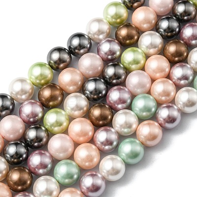 Shell Pearl Colorful Beads Strands BSHE-S605-8mm-M-1