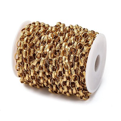 304 Stainless Steel Textured Rolo Chains STAS-P386-08G-1