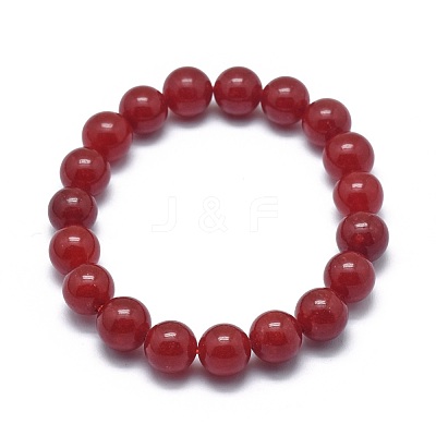 Natural Jade Bead Stretch Bracelets BJEW-K212-B-036-1