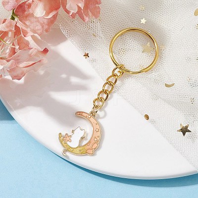 Moon with Rabbit Alloy Enamel Pendant Keychain KEYC-JKC00623-05-1