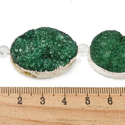 Silver Plated Dyed Oval Natural Drusy Quartz Crystal Beads Strands G-F144-02-S-1