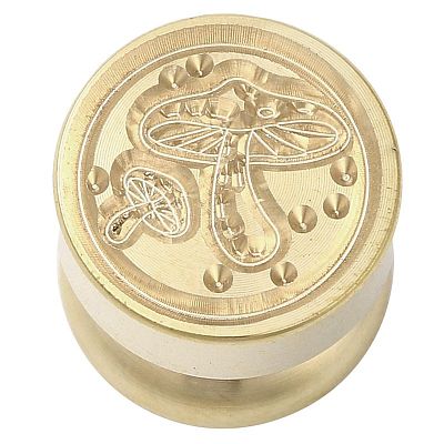 Golden Tone Round Wax Seal Brass Stamp Heads AJEW-M040-01G-E-1
