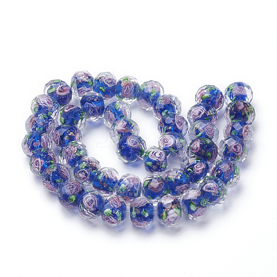 Handmade Gold Sand Lampwork Beads Strands LAMP-R141-12mm-01-1