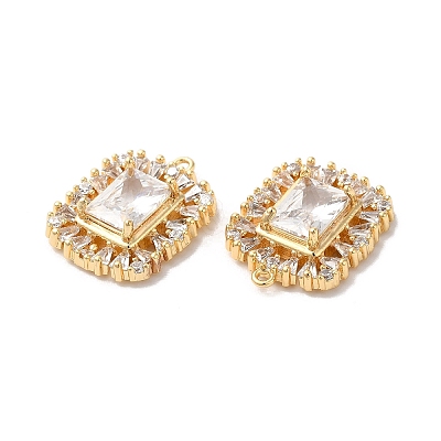 Brass with Clear Glass Pendants KK-G465-10G-1
