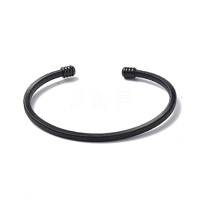 304 Stainless Steel Open Cuff Bangle with Oval Beaded BJEW-C031-02-1