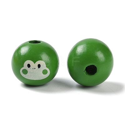 Animal Themes Printed Wood European Beads WOOD-M013-01F-1