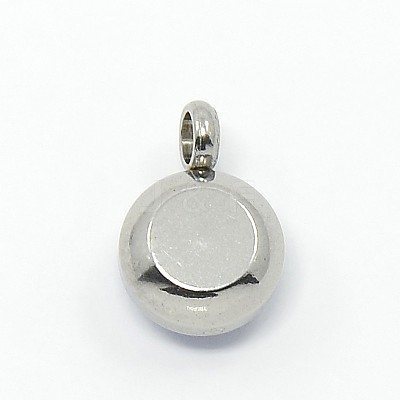Trendy Original Color 304 Stainless Steel Grade A Rhinestone Flat Round Charm Pendants RB-M030-06I-1