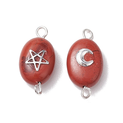 Natural Mixed Stone Connector Charms PALLOY-JF02729-1