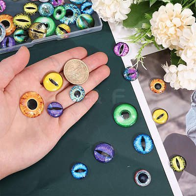 60Pcs 30 Style Luminous Glass Eyes Cabochons GLAA-CA0001-56-1