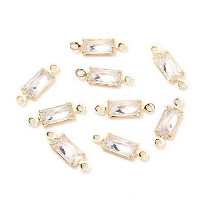 Brass Micro Pave Clear Cubic Zirconia Link Connectors ZIRC-K087-12KCG-1