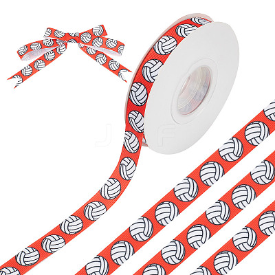 20 Yards Sport Ball Printed Polyester Volleyball Grosgrain Ribbon OCOR-WH0085-75A-02-1