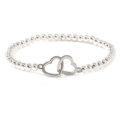 Interlocking Heart 304 Stainless Steel Link Bracelets ZF9724-6-1