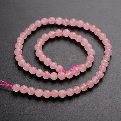 Round Natural Rose Quartz Gemstone Bead Strands G-J333-02-6mm-1