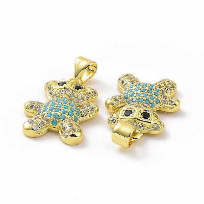 Brass Micro Pave Clear Cubic Zirconia Pendants ZIRC-F135-28G-02-1