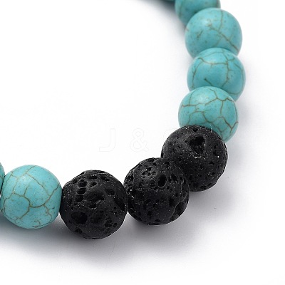 Natural & Synthetic Gemstone Beaded Stretch Bracelets BJEW-JB05414-1