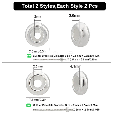 4 Pcs 2 Styles 925 Sterling Silver Spacer Beads STER-SC0001-01S-1