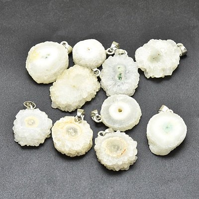 Natural Druzy Quartz Pendants G-E558-03S-1