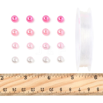 100Pcs 4 Colors Spray Painted ABS Plastic Imitation Pearl Beads OACR-FS0002-09A-1