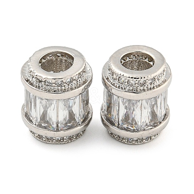 Rack Plating Brass Micro Pave Cubic Zirconia European Beads LS-KK-F089-31P-08-1