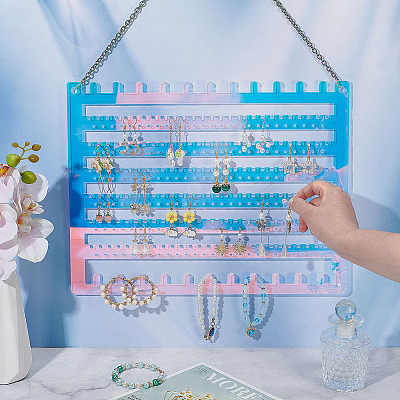 2Pcs Acrylic Wall Mounted Jewelry Display Stands for Earrings Necklaces Bracelets Rings OACR-BC0001-28-1