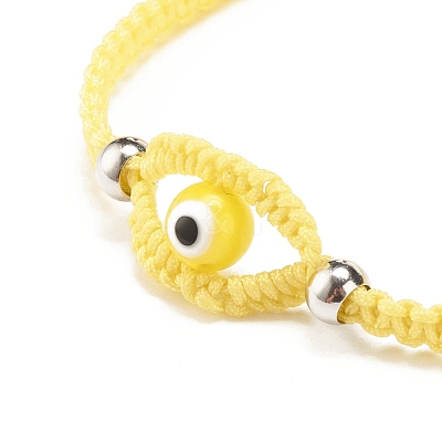 Lampwork Evil Eye Braided Bead Bracelet BJEW-JB07857-02-1