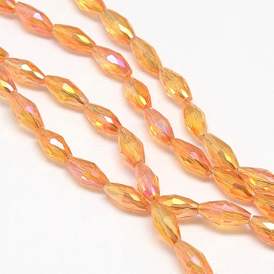 Electroplate Crystal Glass Rice Beads Strands X-EGLA-F042-A14-1