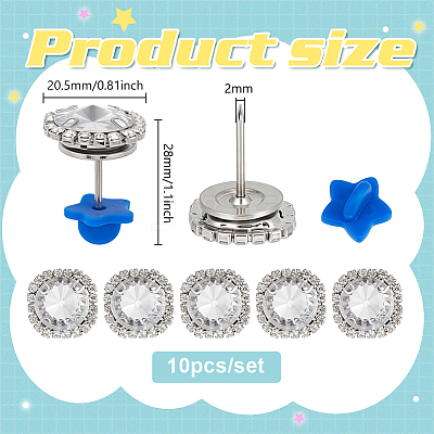 10Pcs Alloy Glass Rhinestone Brooches AJEW-PH01687-1