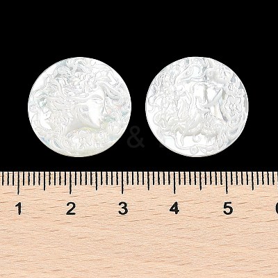 Natural White Shell Carved Cabochons SSHEL-I026-03B-06-1