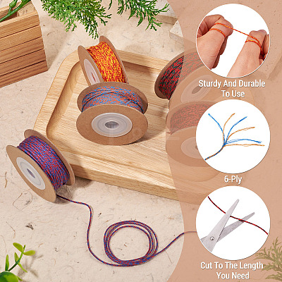 5 Rolls 5 Colors 20M 18-Ply Cotton Twisted Cord OCOR-TA0003-64B-1