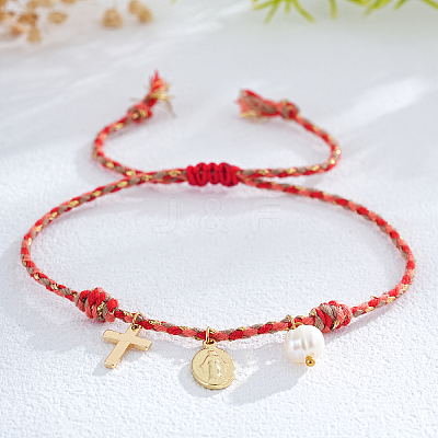 Bohemian Brass & Natural Freshwater Pearl Charm Bracelets ZD8910-4-1
