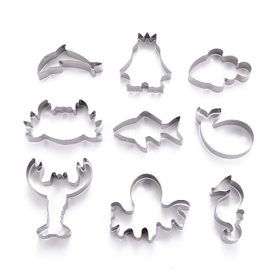 Non-Tarnish Stainless Steel Sea World Mixed Pattern Cookie Candy Food Cutters Molds DIY-H142-08P-1