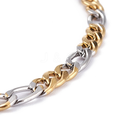 PVD Vacuum Plating 304 Stainless Steel Figaro Chain Bracelets BJEW-I295-07GP-1